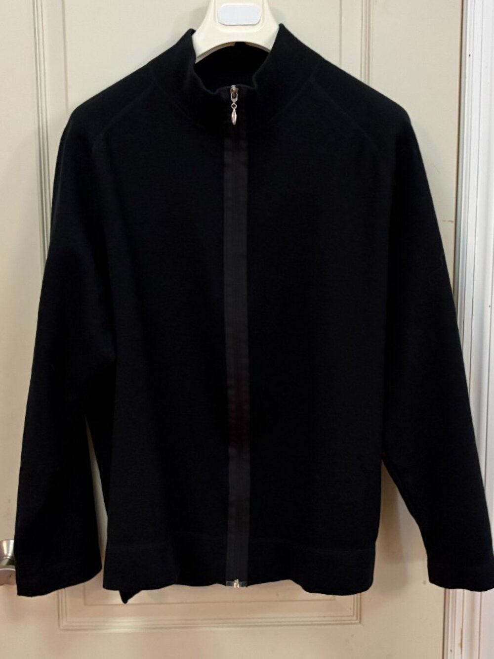 Ryan Robert Men's Size XXL 100% Wool Full Zip Crew Neck Sweater/Jacket. Black